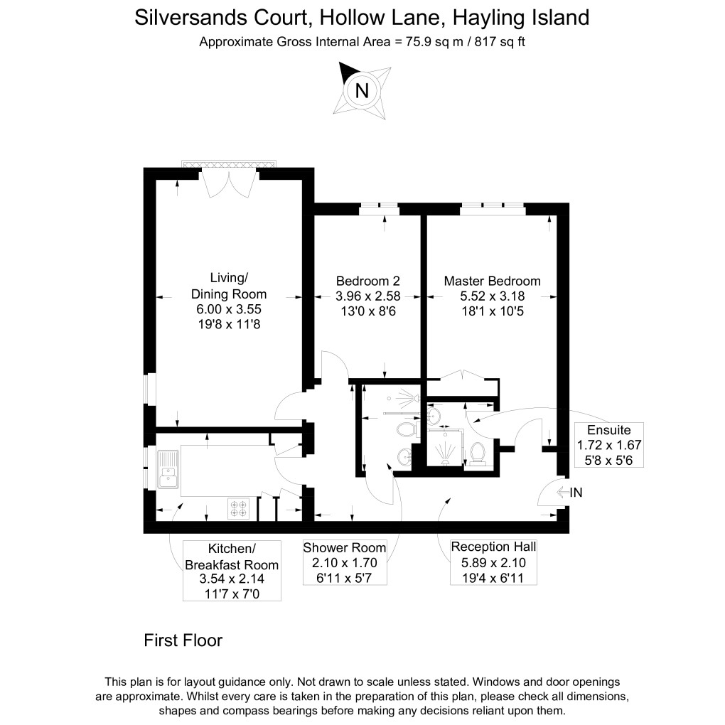 Floorplan for Silversands Court, Hayling Island, Hampshire